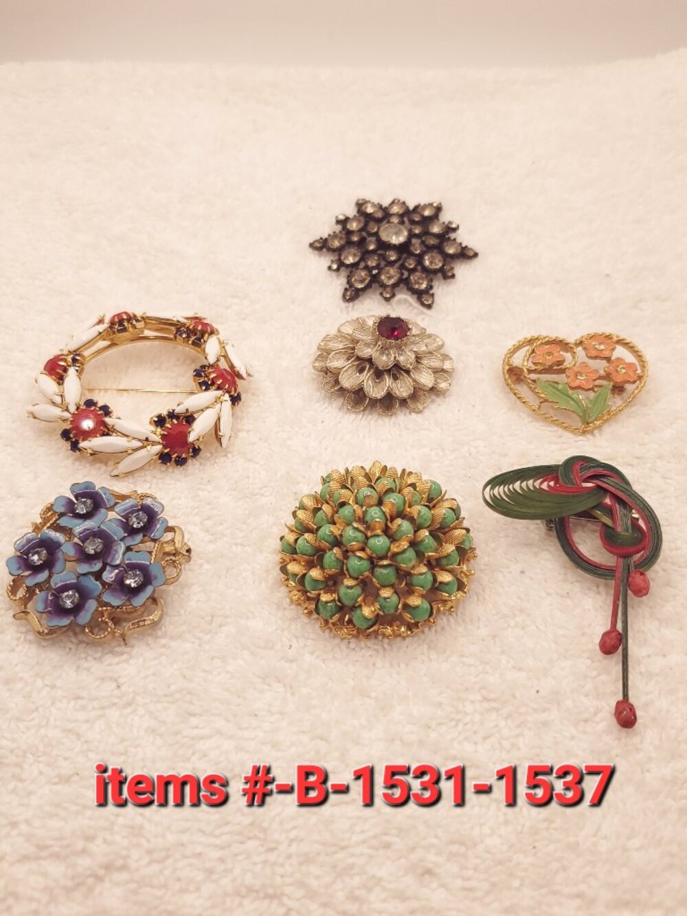 7 Brooches, items # B-1531-1537,.  wt. 119 grams.